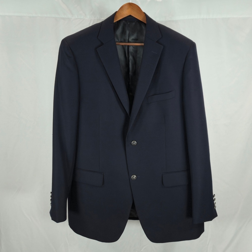 Avanti Uomo Men 46R Navy Wool Blazer Two Button Dressy Sport Coat Classic‎ Fit